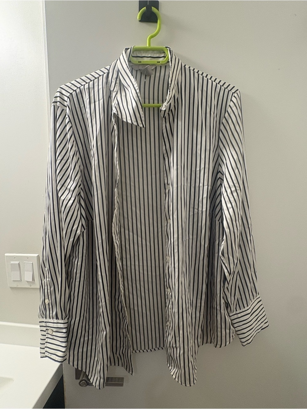 Satin Black & White Pinstripe Women’s Shirt